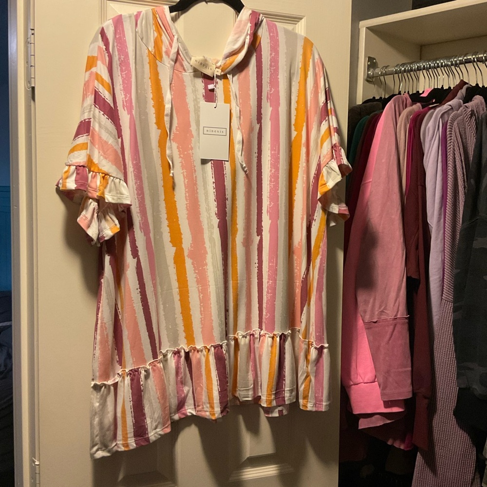Vibrant Pink and Orange Hoodies Casual Collection
